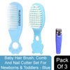 Majestique Baby Hair Brush, Comb And Nail Cutter Set For Newborns & Toddlers Blue Kit