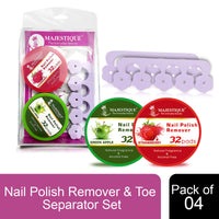 Majestique Nail Polish Removal & Toe Separator Set 4 Pieces 4 Pieces