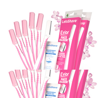 LetsShave Evior Face & Eyebrow Razor for Women – Pack of 6 Dermaplaning Razors + Free 15ml Shave Gel | Facial Hair Removal for Eyebrows, Upper Lip & Peach Fuzz
