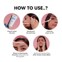 LetsShave Evior Face & Eyebrow Razor for Women – Pack of 6 Dermaplaning Razors + Free 15ml Shave Gel | Facial Hair Removal for Eyebrows, Upper Lip & Peach Fuzz