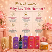 FreshLuxe Anniversary & Wedding Gift Hamper for Women - Gift for Wife | Box, Basket & Anniversary Hamper for Her | Skin Care & Self Care Kit - 15