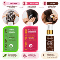 FreshLuxe Rice Water Shampoo, Conditioner & Hair Serum Combo for Dry & Frizzy Hair 200ml + 200ml + 50ml - 3