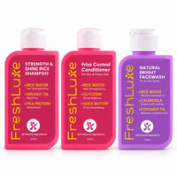 FreshLuxe Rice Water Hair & Skin Care Kit: Shampoo, Conditioner & Face Wash Combo 200ml + 200ml + 100ml - 1