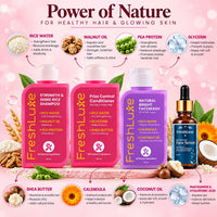 FreshLuxe Rice Water Hair & Skin Care Kit: Shampoo, Conditioner, Face Wash & 10% Niacinamide Face Serum Set of 4 - 2