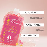 FreshLuxe Body Wash and Body Lotion Combo: Jojoba Silk Rose Shower Gel with Jojoba Oil + Daily Dew Perfume Body Lotion with BHA & Shea Butter 200ml + 200ml - 6