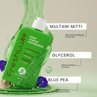 FreshLuxe Body Wash and Body Lotion Combo: Rain Forest Oil Control Shower Gel with Multani Mitti + Daily Dew Perfume Body Lotion with BHA & Shea Butter 200ml + 200ml - 3