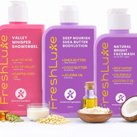 FreshLuxe Floral Combo Bodywash, Bodylotion & Facewash for Skin Brightening 300ml + 200g