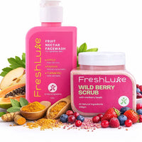 FreshLuxe Fruity Glow Exfoliation Combo Men & Women | 100ml & 200g | All Skin Type