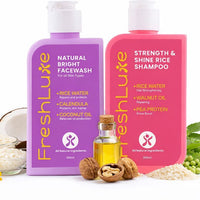 FreshLuxe Korean Skin & Hair Care with RiceWater Facewash, Shampoo 300ml