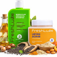 FreshLuxe Tradition Glow & Repair Combo with Ubtan Scrub & Argan Oil Shampoo 200ml + 200gm