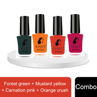 Asmee Gel Nail Polish Forest Green | Mustard Yellow | Carnation Pink | Orange Crush