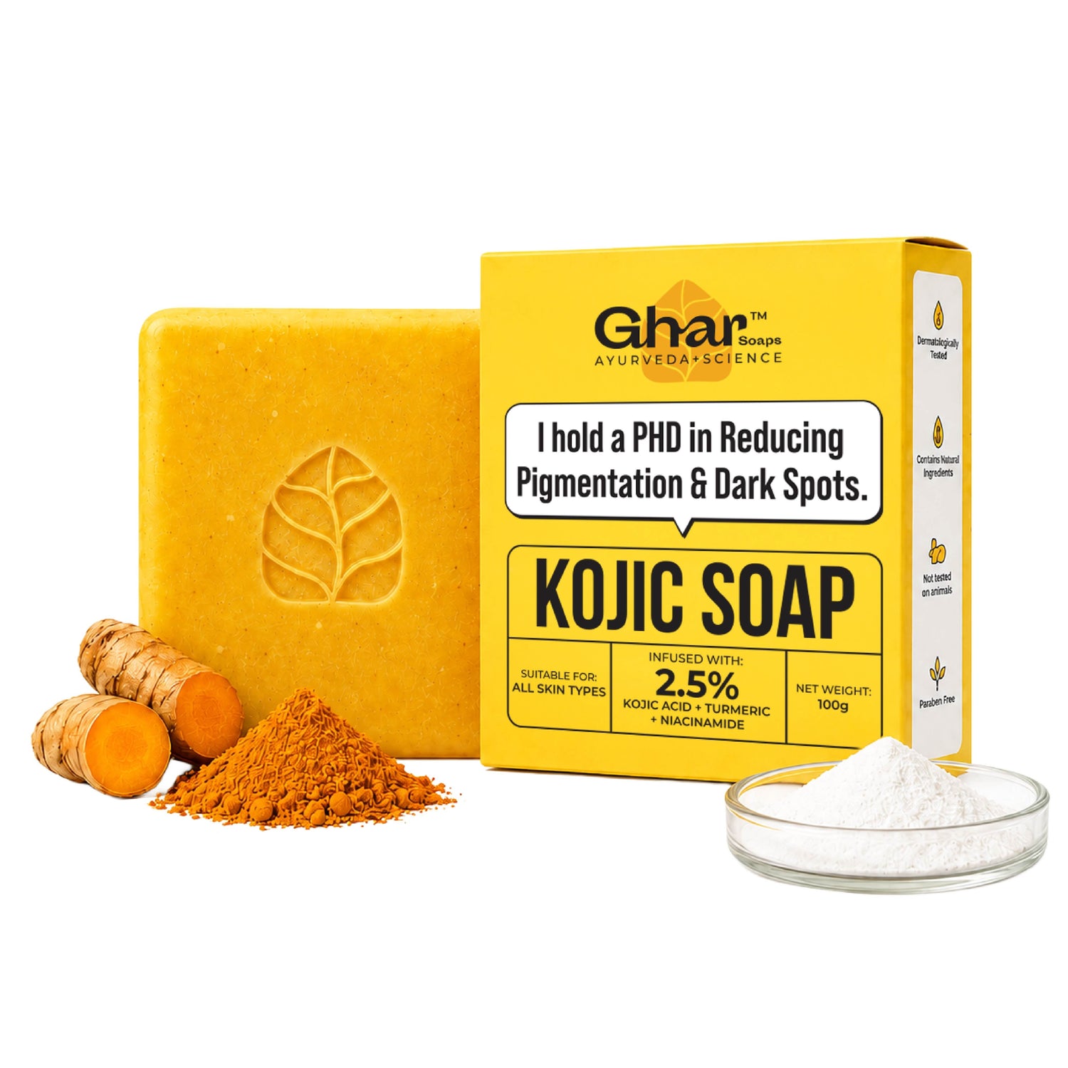Ghar Soaps Kojic Acid Soap for pigmentation and dark spots reduction 100gm - 1