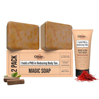 Ghar Soaps Magic De-Tan Face Wash & Sandalwood Saffron Bath Soap ( Pack of 2 ) | With Sandalwood, Saffron & Glutathione | Reduce Tan, Brightening & Glowing Skin | Handmade & Paraben-Free | For Men & Women 300gm - 1