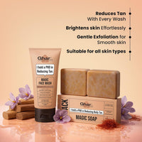 Ghar Soaps Magic De-Tan Face Wash & Sandalwood Saffron Bath Soap ( Pack of 2 ) | With Sandalwood, Saffron & Glutathione | Reduce Tan, Brightening & Glowing Skin | Handmade & Paraben-Free | For Men & Women 300gm - 3