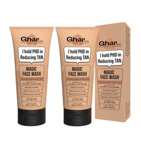 Ghar Soaps Magic Face Wash Duo | Reduce Tan & Skin Brightening | With Saffron, Glutathione & Lactic Acid | Restores Natural Glow | For Men & Women | All Skin Types 200ml - 1