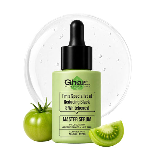 Ghar Soaps Master Serum | For skin brightening | With Green Tomato, LHA, PHA & BHA | For combination & Acne-prone skin 30ml - 1