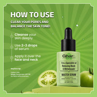 Ghar Soaps Master Serum | For skin brightening | With Green Tomato, LHA, PHA & BHA | For combination & Acne-prone skin 30ml - 6