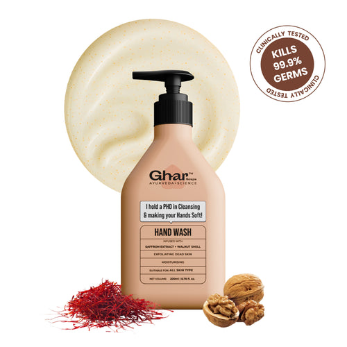 Ghar Soaps Gentle Exfoliating Hand Wash | For 99.9% germ protection and soft hands | With Glycerin, Walnut Shell Powder, and Saffron | For all skin types 200ml - 1