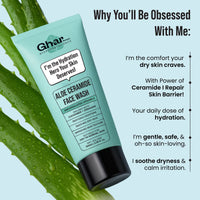 Ghar Soaps Gharsoaps Aloe-Ceramide Face Wash for Dry to Normal Skin | Hydration Hero with Ceramides, Cucumber & Vitamin E | Soothing & Moisturizing Cleanser | 100ml - 4