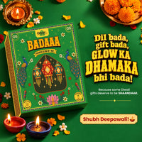 Ghar Soaps Bada Glow Patakha Kit | Diwali Gift Box | Magic Soap, Face Wash, Cream & Body Lotion | With Room Freshener, Chocolates & Seed Greeting Card 200gm - 4
