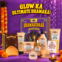 Ghar Soaps Dhamakedaar Glow Patakha Kit | Diwali Gift Box | Magic Soap, Face Wash, Cream, Sunscreen & Magic Oil | With Body Lotion, Room Freshener & Chocolates 250gm - 1