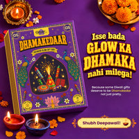 Ghar Soaps Dhamakedaar Glow Patakha Kit | Diwali Gift Box | Magic Soap, Face Wash, Cream, Sunscreen & Magic Oil | With Body Lotion, Room Freshener & Chocolates 250gm - 3