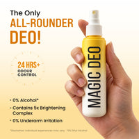 Ghar Soaps Magic Deo Underarm Brightening Mist | 5X Brightening Complex for Dark Underarms | 24 Hrs+ Odour Control | Alcohol-Free, Non-Sticky & Quick-Dry Deodorant Spray for Men & Women | 100 ml - 5
