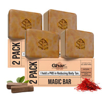 Ghar Soaps Sandalwood & Saffron Magic Bar For Skin Brightening & Glowing Skin (100g x 4 Pack) 400 gm - 1