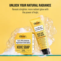Ghar Soaps Kojic Acid Face Wash & Kojic Soap Combo | With Kojic Acid, Niacinamide & Turmeric | Fades Pigmentation, Dark Spots & Sun Damage | Brightening & Skin Lightening 200 gm - 2