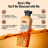 Ghar Soaps Magic De Tan & Exfoliating Body Wash with Saffron & Lactic Acid- 250ml