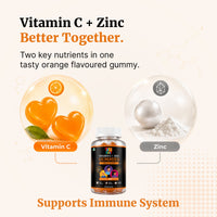 HealthBest Teens Vitamin C with Zinc Gummies for Glowing Skin, Orange Flavour, Supports Immune Health, Energy and Overall Wellness, 30 Gummies for Boys and Girls - 2