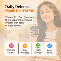 HealthBest Teens Vitamin C with Zinc Gummies for Glowing Skin, Orange Flavour, Supports Immune Health, Energy and Overall Wellness, 30 Gummies for Boys and Girls - 5
