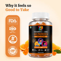 HealthBest Teens Vitamin C with Zinc Gummies for Glowing Skin, Orange Flavour, Supports Immune Health, Energy and Overall Wellness, 30 Gummies for Boys and Girls - 4