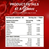 HealthBest Chelated Iron with Vitamin C, 60 Veg Tablets | Bioavailable Ferrous Bisglycinate, Hemoglobin Formation, Energy Metabolism, Gentle on Stomach, Women & Men 60 Tablets - 7