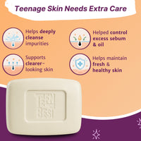 Healthbest Teens Anti-Acne Soap for Oily & Acne-Prone Skin, Deep Cleansing Formula with Kojic Acid & Tea Tree Oil (13–19 Years) (3 x 75g) 225gm - 4