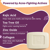 Healthbest Teens Anti-Acne Soap for Oily & Acne-Prone Skin, Deep Cleansing Formula with Kojic Acid & Tea Tree Oil (13–19 Years) (3 x 75g) 225gm - 5
