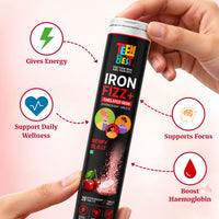 Healthbest Teens Chelated Iron Fizz+ Effervescent Tablets 20 Berry Blast Flavour, No Metallic Taste Gentle on Stomach Vitamin C & Folic Acid 30gm - 4