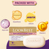 HealthBest LookBest Skin Brightening Soap 75gm (Pack of 3) with Kojic Acid, Glutathione, Arbutin & Vitamin C Gentle Tan Removal, Dark Spot Removal Bar for Face & Body, Anti-Aging All Skin Types for Men & Women