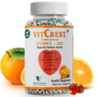HealthBest VitCbest Vitamin C + Zinc Gummies | Immunity Booster | Antioxidants | Free of Gluten, Soy & Dairy | For Men & Women | 30 Gummies (Orange Flavor)