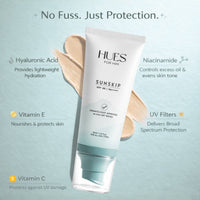 Hues For Him SunSkip Sunscreen SPF 50 PA++++ With Vitamin C, Niacinamide & Hyaluronic Acid for Men