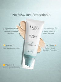 Hues For Him SunSkip Sunscreen SPF 50 PA++++ With Vitamin C, Niacinamide & Hyaluronic Acid for Men
