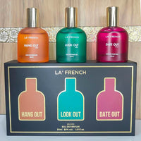 La French Hang Out Look Out & Date Out Gift Set Perfume for men & women 3 x 30 ml
