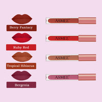 Asmee Liquid Lipstick Berry Fantasy | Ruby Red | Tropical Hibiscus | Bergenia
