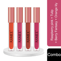 Asmee Liquid Lipstick Raspberry Pink | Tulip | Berry Fantasy | Orange Lily