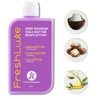 FreshLuxe Shea Butter Body Lotion Moisturizer for Men & Women Dry Skin 100 ml