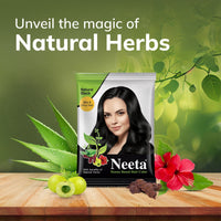 Neeta Hair Color Powder Natural Black 10g with Herbs for Smooth Silky Hair