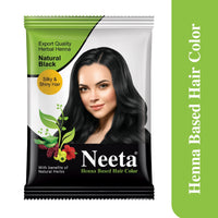 Neeta Hair Color Powder Natural Black 10g with Herbs for Smooth Silky Hair