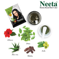 Neeta Hair Color Powder Natural Black 10g with Herbs for Smooth Silky Hair