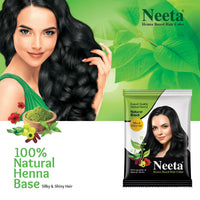 Neeta Hair Color Powder Natural Black 10g with Herbs for Smooth Silky Hair