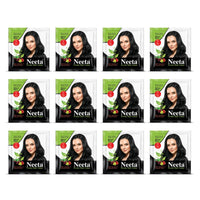 Neeta Hair Color Powder Natural Black 5g (Pack of 12) with Herbs for Smooth Silky Hair